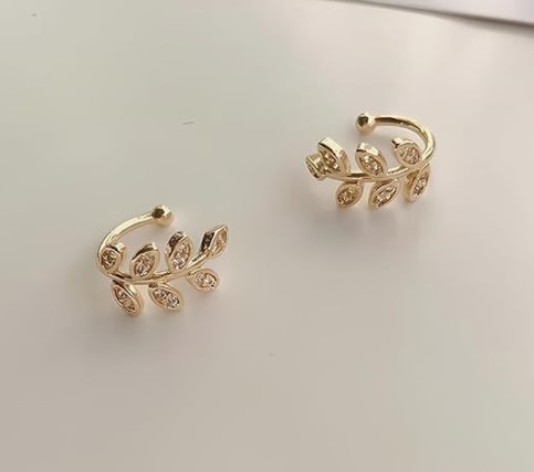 Crystal Leaf Ear Cuffs